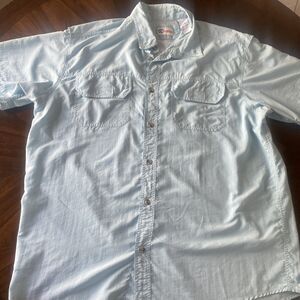 All American Fisherman Shirt Men's Extra Large Nylon powder blue Button Up